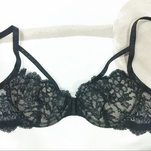 NWOT Anthropologie | Morgan De Toi sheer black lace strap see through bra 34C